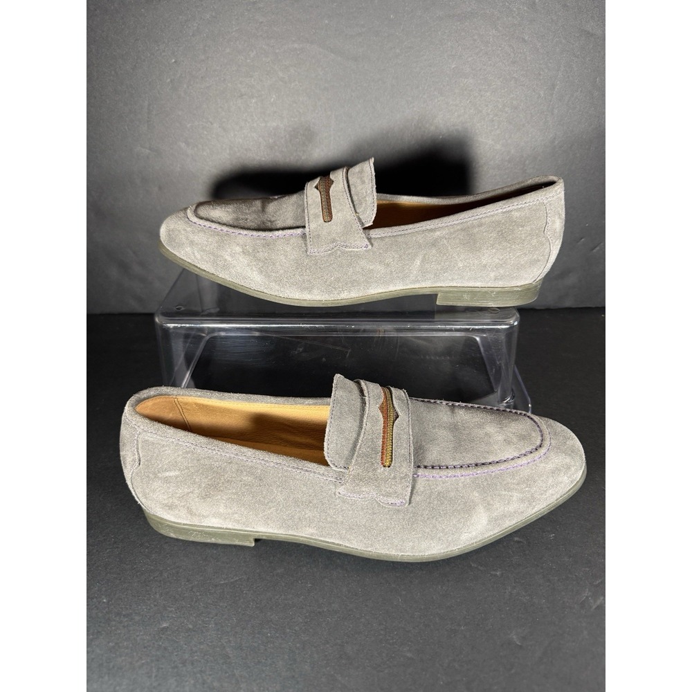 Men's 9 D Robert Graham Sandhills Gray Suede Leather Loafers Shoes Slip-On Used